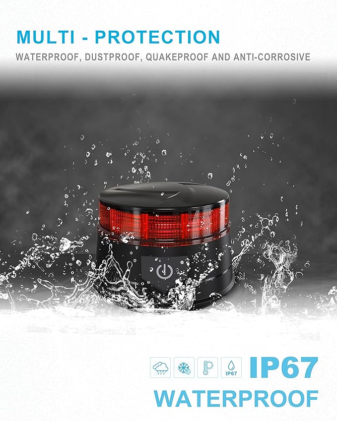 Agrieyes Amber Beacon Light 4.2Inch, Flashing Safety Warning Lights Permanent/Magnet Mount (Red, Remote)