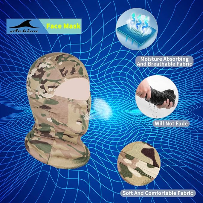 Achiou Ski Mask for Men Women, Balaclava Face Cover, Shiesty Mask UV Protector Lightweight for Motorcycle Snowboard