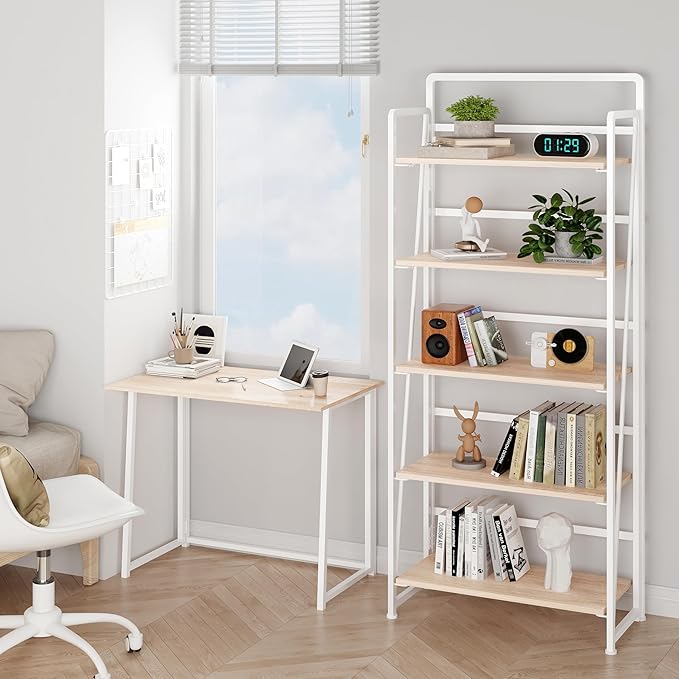 BHG No Assembly Folding Bookshelf for Living Room,Collapsible Book Shelf for Home Office, Portable Bookcase Storage Organizer Rack Shelves