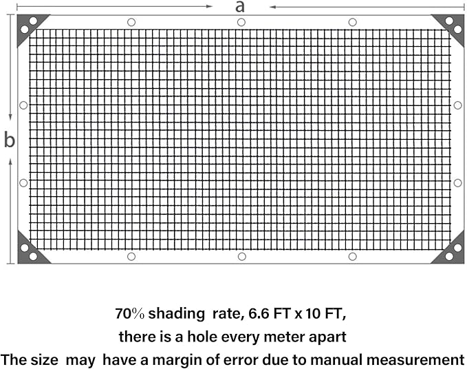 winemana 70% Black Shade Cloth, 6.6 x 10 FT Mesh Tarp with Grommets, Garden Sunblock Shade Cloth Shading Antifreezing for Plants Cover, Greenhouse, Barns Kennel, Patio, Tomatoes