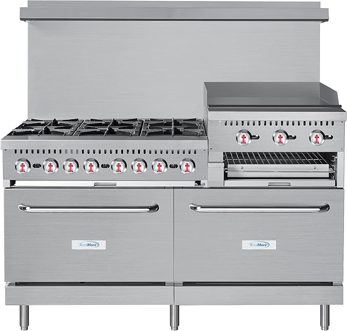 KoolMore KM-CRGB60-NG 60 in. 6 Burner Commercial Natural Gas Range with 24 in. Griddle and Broiler