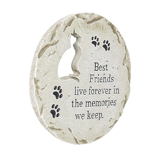 Exhart Cat Memorial Garden Stepping Stone Marker, Durable, Weather-Resistant Cement, 12 x 1 Inch