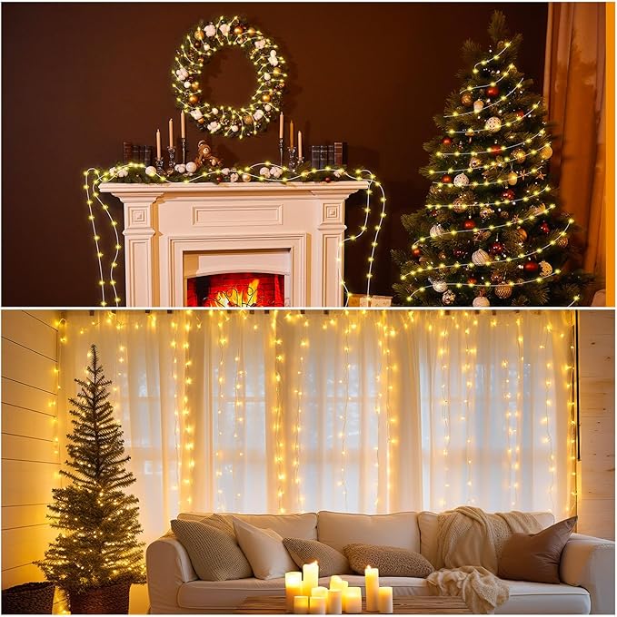 Macarrie 6 Pack Fairy Lights USB Powered 16 ft 50 LED Warm White String Lights Plug in for Xmas Indoor Outdoor Party Wedding Home Festival Tree Garden Decoration