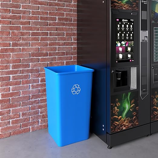 50 Gallon Blue Square Commercial Trash Garbage Can | Outdoor Office Restaurant School Kitchen