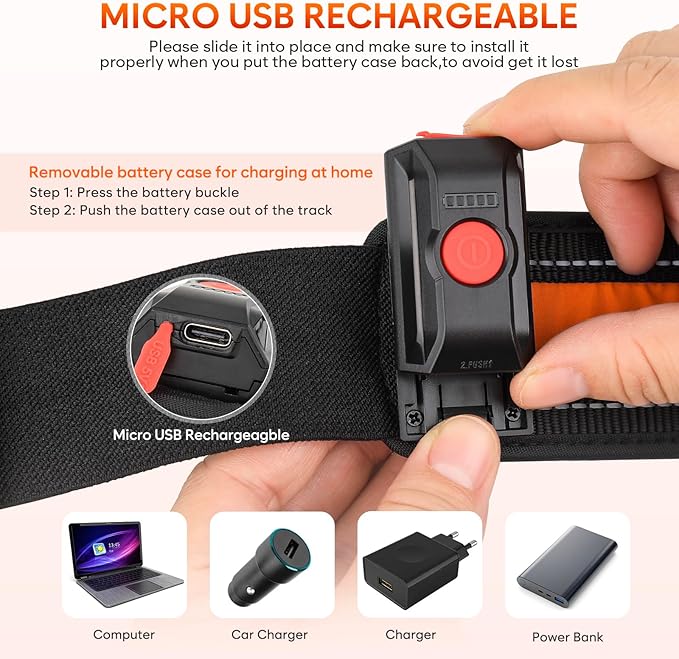 Illumifun LED Running Belt - USB Rechargeable Light Up Sash, High-Visibility Elastic Waistband Light for Running Cycling Hiking Camping Nighttime Activities