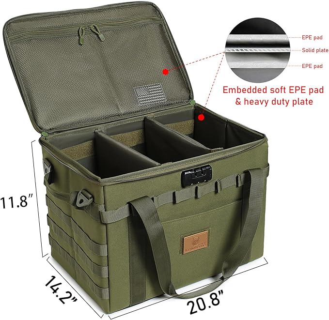 Tactical Camping Storage Bag - 38L Utility Tote Bag Organizer with Combination Lock and Shoulder Strap