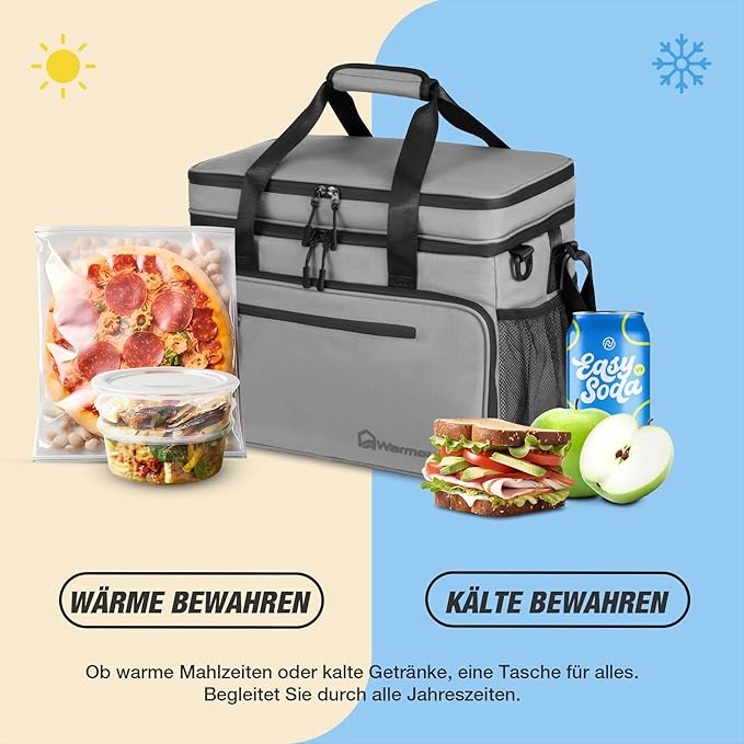 Insulated Cooler Bag 48/75 Cans, Soft Sided Portable Lunch Bag Coolers w/Zippered Top, Leak Proof PVC Interlayer, 5-Layer Insulation Large Ice Chest Bag for Travel, Camping, Beach, Picnic