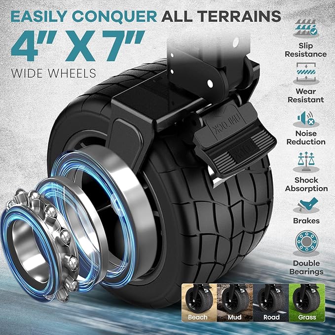 FUNDANGO Double Decker Wagon – 660L Extra High Extender Collapsible Wagons Carts Foldable Heavy Duty with Tailgate, Brakes & All-Terrain Big Wheels for Sports, Camping, Grocery Shopping, Blue