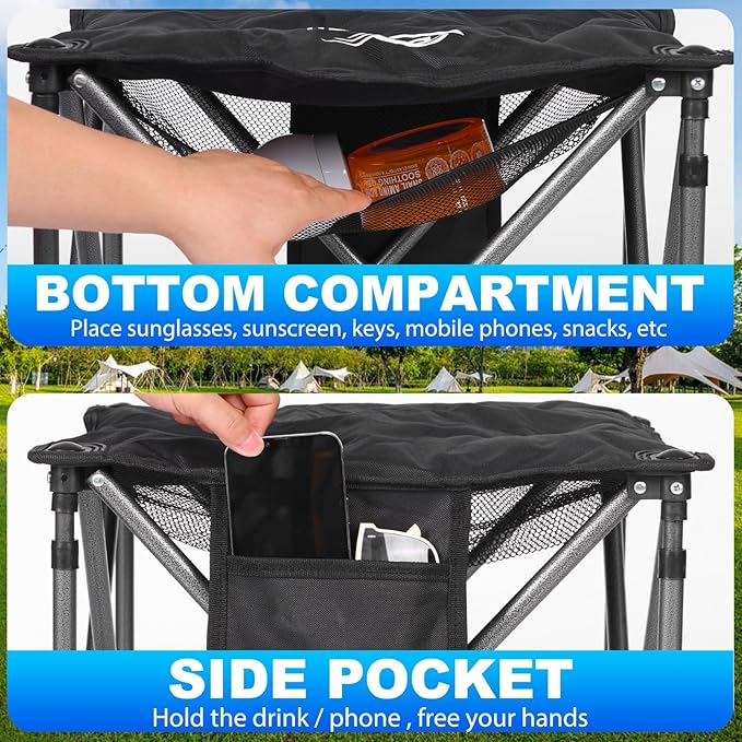 Camping Stool Oversized Camping Foot Stool Ottoman 450 lbs Heavy Duty Camp Stool Padded Camping Chair Foot Rest Foldable Footrest