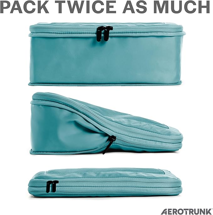 Compression Packing Cubes for Travel - Luggage Organizer Bags - Double Zipper Packing Cubes for Suitcases (6-Pack, Teal)