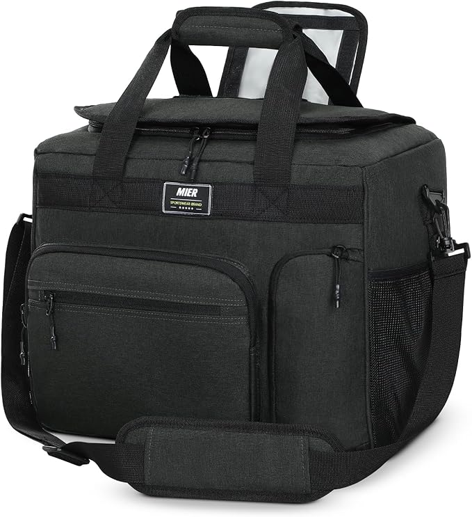 MIER 30L Extra Large Soft Cooler Bag with Bottle Opener for Camping Beach BBQ Grocery Leakproof Picnic Lunch Bag, Collapsible, 45Can (Dark Gray)