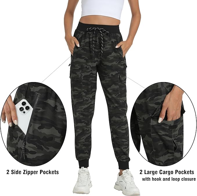 Kcutteyg Womens Water Resistant Hiking Pants with Pockets Quick Dry Soft Athletic Workout Joggers Pants for Camping Travel