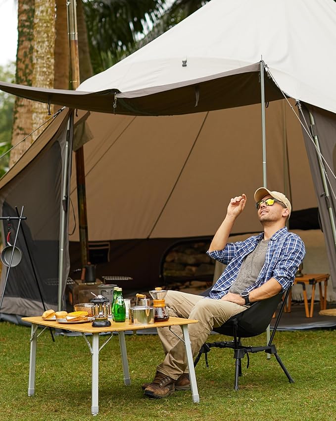 KingCamp Portable Backpacking Chair, 4-Position Adjustable Height Folding Compact Lightweight Camping Chairs with Cup Holders & Carry Bag for Outdoor Camp Hiking Lawn Fishing