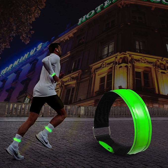 Rechargeable LED Armband for Running(2 Pack), Light Up LED Armband, High Visibility Reflective Running Gear for Night Safety, Running Lights for Running Walking Cycling