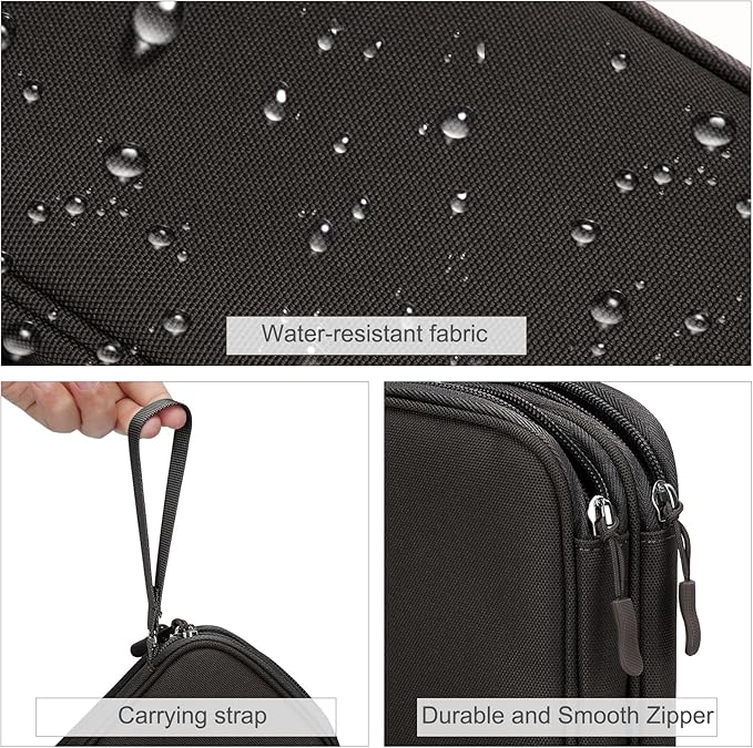 FYY Electronic Organizer, Travel Cable Organizer Bag Pouch Electronic Accessories Carry Case Portable Waterproof Double Layers Storage Bag for Cable, Charger, Phone, Earphone, Medium Size- Coffee