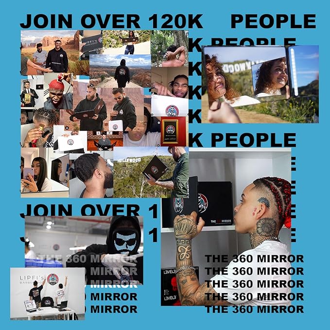 The 360 Mirror - 3 Way Mirror for Self Hair Cutting - Adjustable Trifold Barber Mirro to Cut Your Own Hair - Tri Fold Self Haircut System for Men - Three Sided Mirro for Haircuts (with LED)