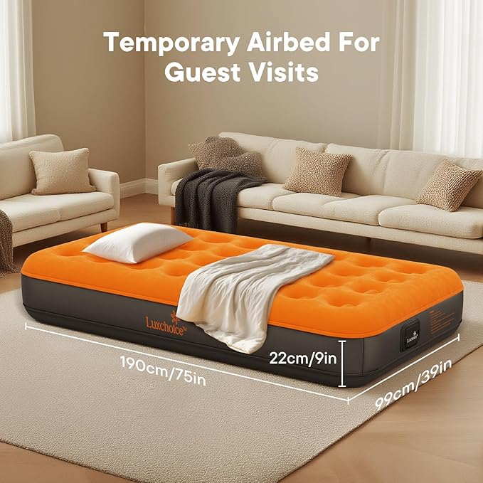 Air Mattress with Built-in USB Rechargeable Pump Camping Inflatable Mattress Portable Blow up Mattress Air Bed Guest Bed for Home Outdoors Hiking Travel
