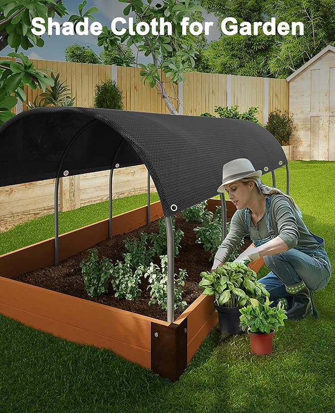 90% Shade Cloth,10x16ft Tear Resistant Sun Shade Net with Reinforced Grommet,Durable Garden Shade Tarp Cover for Greenhouse,Plant Cover, Chicken Coop,Patio and Pergola,Black