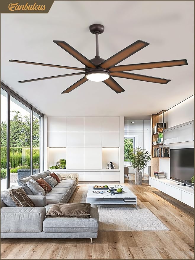 65 Inch Ceiling Fans with Lights and Remote, Bronze Indoor/Outdoor Ceiling Fan with Quiet Reversible DC Motor, 6 Speeds, 3CCT, 8 Blades Large Ceiling Fan for Living Room Bedroom Patio