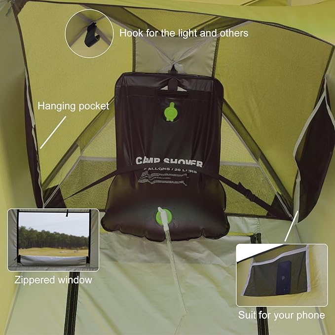 Vidalido Outdoor Camping Shower Tent Easy Setup Privacy Tent Changing Room Portable Camp Shower Tents for Camping with Floor, Waterproof Privacy Shelters Camping Toilet Tent