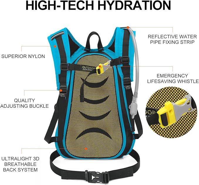 Hydration Pack Backpack, Lightweight Water Backpack with 2L Leakproof Hydration Bladder Daypack for Men Women,Running Hydration Vest for Outdoor Trail