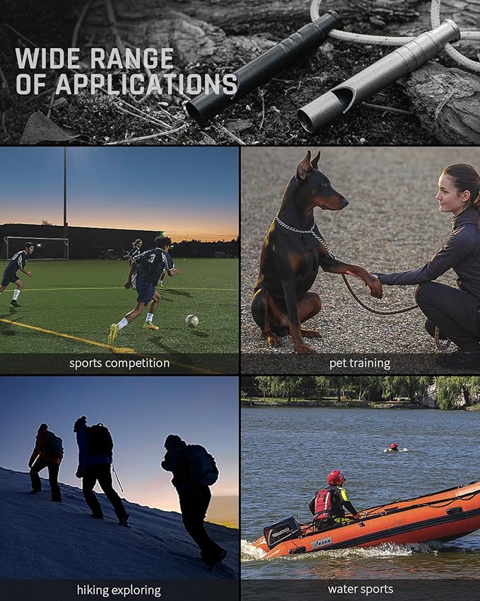 TISUR Titanium Emergency Whistle,120db Safety Whistle with Lanyard,Outdoor Survival Small Whistle for Life Saving,Hiking,Pets Training,Coach Sports