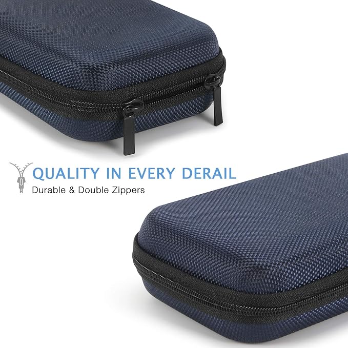 Hard EVA Protective Case - GLCON Portable Storage Case for Charging Cable, Power Bank, Hard Drive, Cell Phone, External Battery - Small Travel Case Mesh Inner Pocket + Zipper Enclosure (Grey Blue)