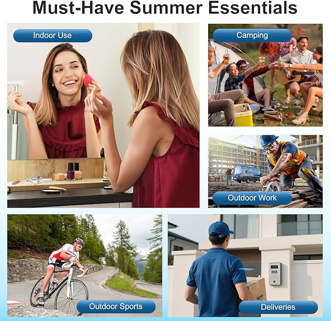 Portable Fan for Under Shirt, Waist Fan Clip On Belt, 4-in-1 Rechargeable Body Fans with LED Light, Phone Stand, Fast Charging 4-Speed Hip Personal Fans for Fishing, Outdoor, Makeup, Kitchen