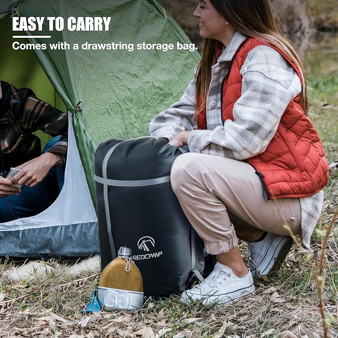 REDCAMP Cotton Flannel Sleeping Bag for Camping Backpacking, Adults Cold Weather Envelope Sleeping Bags with 2/3/4/6lbs Filling