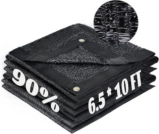 LOVE STORY 6.5x10FT 90% Black Garden Shade Cloth, Sun Shade Cover Net Mesh Tarp with Grommets, Sunblock Net for Garden,Greenhouse,Plants and Patio