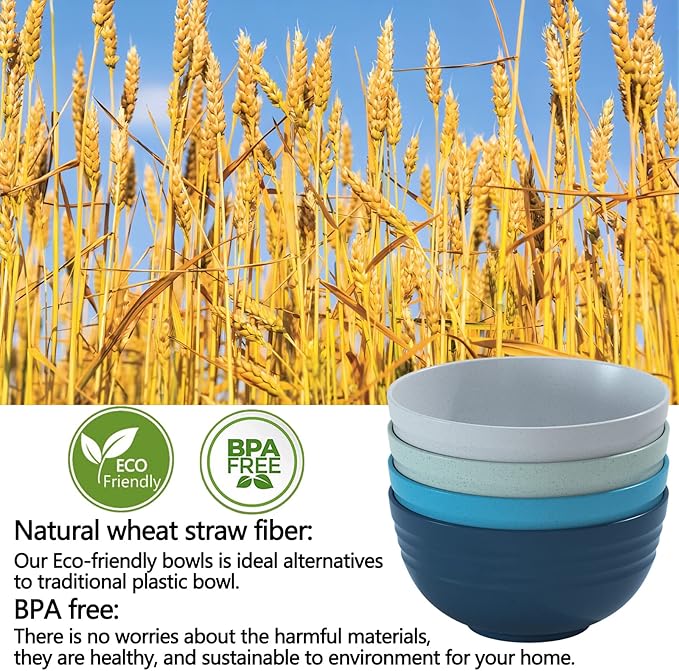 Homestockplus Unbreakable Cereal Bowls 25 OZ Microwave and Dishwasher Safe BPA-Free Bowl Dessert Bowls for Serving Soup, Oatmeal, Pasta and Salad [Set of 6]