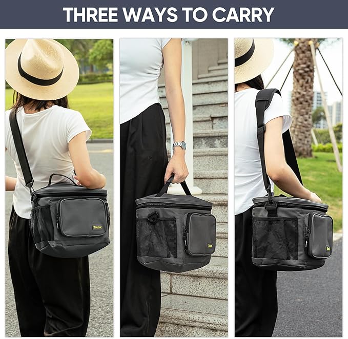 BALEINE Insulated Lunch Bag for Men Women, 22 Can Leakproof Cooler Bag with Adjustable Shoulder Strap for Work Picnic, Lunch Box for Women Men (Large, Grey)