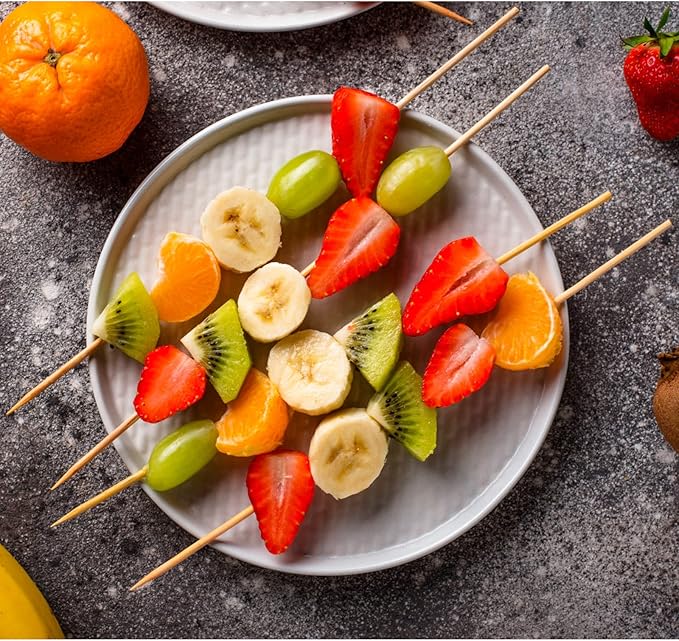 200 PCS Bamboo Skewers, 12 Inch Wooden Skewer for Appetizers, Fruit, Kebabs, Grilling Barbecue, Mini Burger, Sausage, Cocktail Picks for Drinks, Long Toothpicks, Food Sticks Natural, Kitchen Gadget