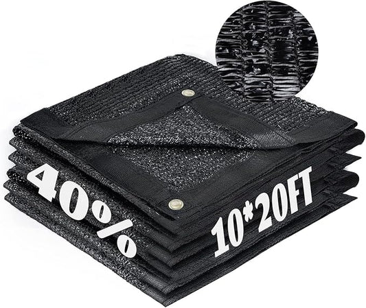 Cool Area 40% Sun Shade Cloth Mesh Tarp with Grommets for Plant Cover 10x20ft Patio Canopy Garden Pergola Blackhouse Car Barn Kennel Black
