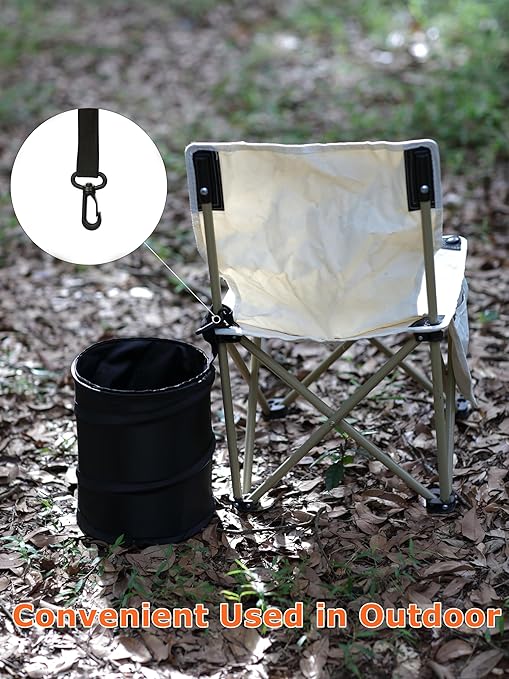 Ginsco 2Packs 2 Gallons New Leakproof Car Trash Can, Compact Trash Can Pop-up Collapsible Hanging Car Trash Bin with Hook and Loop, Waterproof PEVA Liner Open-Top Garbage Can for Cars Home Office