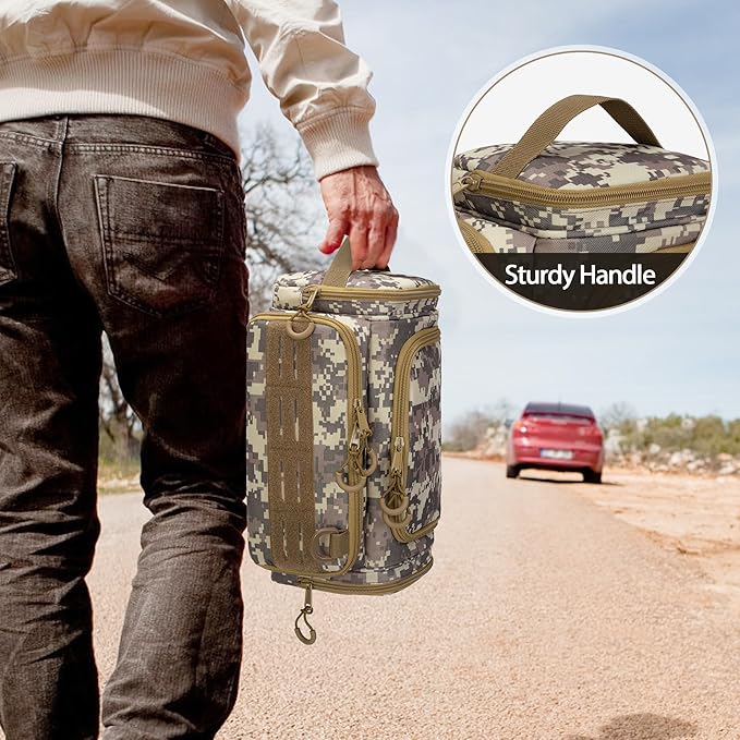 Tactical Toiletry Bag for Men, Hanging Hygiene Bag, Travel Dopp Kit Organizer for Shaving, Shower Essentials and Toiletries, Desert Yellow (Empty Bag)