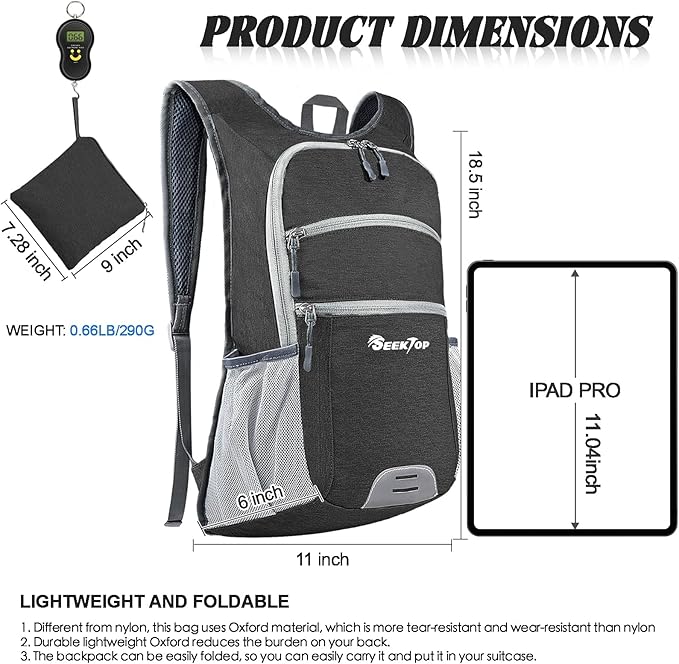 Seektop 20L Hiking Backpack Ultra Lightweight Waterproof Travel Backpack Packable Small Outdoor Bag Foldable Day Pack for Women Men