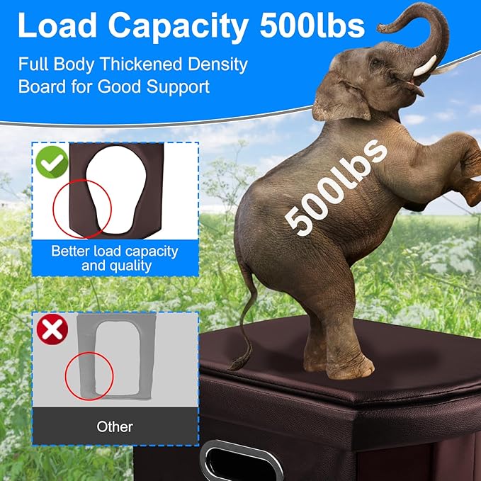 Upgrade XXL Portable Toilet Camping for Adults,17.5" Foldable Camping Toilet Portable, Portative Travel Toilet with Night Sensor Light,Aroma Patch,Handbag for Hiking, Car, Boat, Tent (Brown)