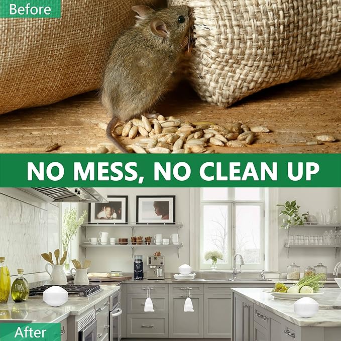 24 Pcs Strengthen Mouse Repellent Balls, Peppermint Oil Rodents Repellent to Keep Rat, Squirrel, Mole,Skunk Away, Rodents Deterrent for Indoor Outdoor Garage, Attic, Car, RV -Safe for Kids Pets