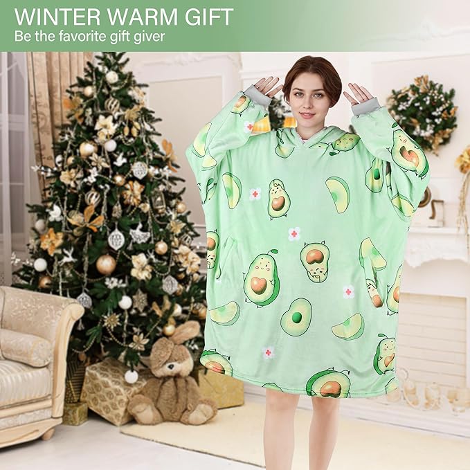 LetsFunny Blanket Hoodie,Oversized Wearable Sherpa Fleece Blanket Sweatshirt,Super Soft Warm Cozy with Giant Pocket,for Women Men Adults Teenagers Kids, One Size Fits All