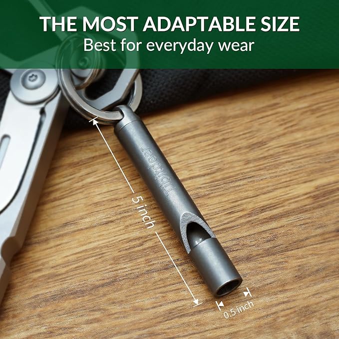 Titanium Emergency Whistle, 120db Safety Whistle with Keychain Rings for Outdoor Camping Hiking Boating Backpacking Fishing Kayak Kids Rescue Signaling Loud Survival Whistle