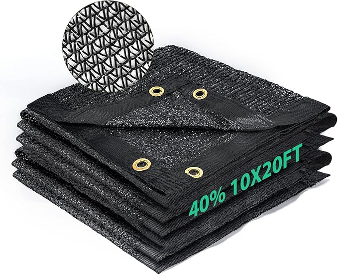 Kesfitt Garden 40% Shade Cloth, Resistant Sun Shade Net 10x20FT Mesh Tarp with HDPE Material and Reinforced Grommets Shade Trap for Greenhouse, Plant, Pergola, and Backyard Patio Sunshade