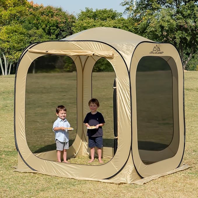 6x6 FT Pop Up Screen House Tent - Instant Screened Gazebo Canopy with Mosquito Net, Portable Backyard Tent for 4-6 People, Easy Setup Patio Shelter for Camping, BBQ, Sports & Outdoor