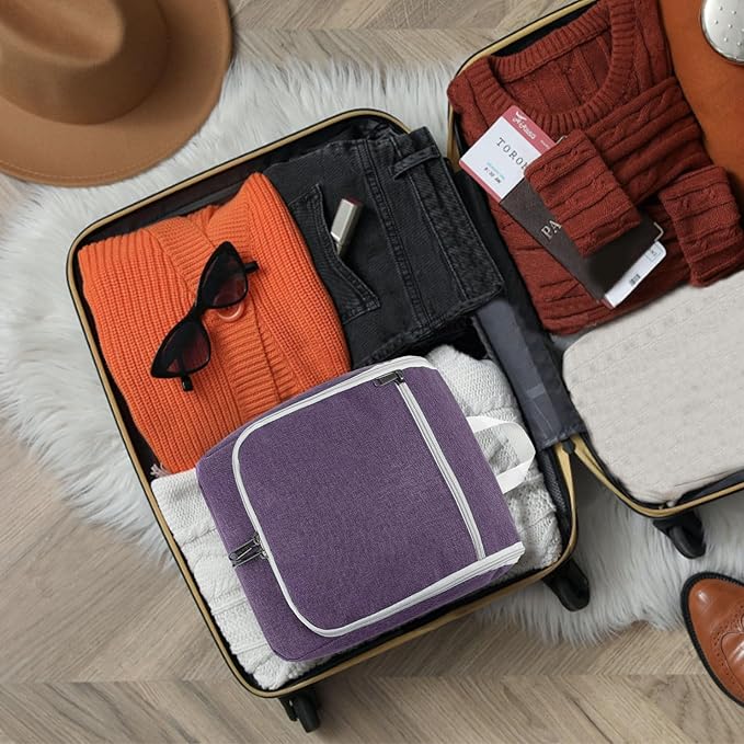 Della Gao Hanging Toiletry Bag for Women, Travel Toiletry Bags Makeup Bag Organizer, Water-resistant Cosmetic Bag for Essentials Accessories (Purple)