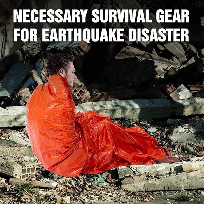 Delmera Emergency Sleeping Bag, Lightweight Survival Sleeping Bags Waterproof Thermal Emergency Blanket, Bivy Sack Survival Gear for Outdoor Adventure, Camping, Hiking, Orange, Green