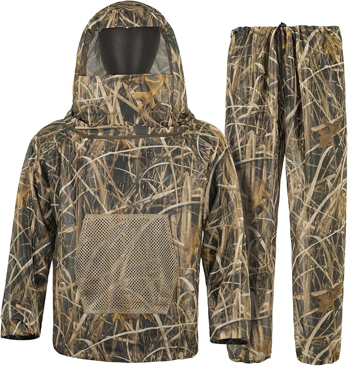 Mosquito Net Suit Camo Hunting Mesh Suit Bug Net Clothing with Hood for Outdoor Protection No-See-Ums Garden Camping