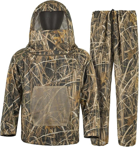 Mosquito Net Suit Camo Hunting Mesh Suit Bug Net Clothing with Hood for Outdoor Protection No-See-Ums Garden Camping
