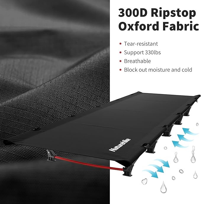 Naturehike GreenWild Camping Cot, Ultralight Folding Backpacking Cot, 60-Second Easy Set-Up, Supports 330lbs, Portable Camping Bed for Adults for Camping Hiking Travel Home