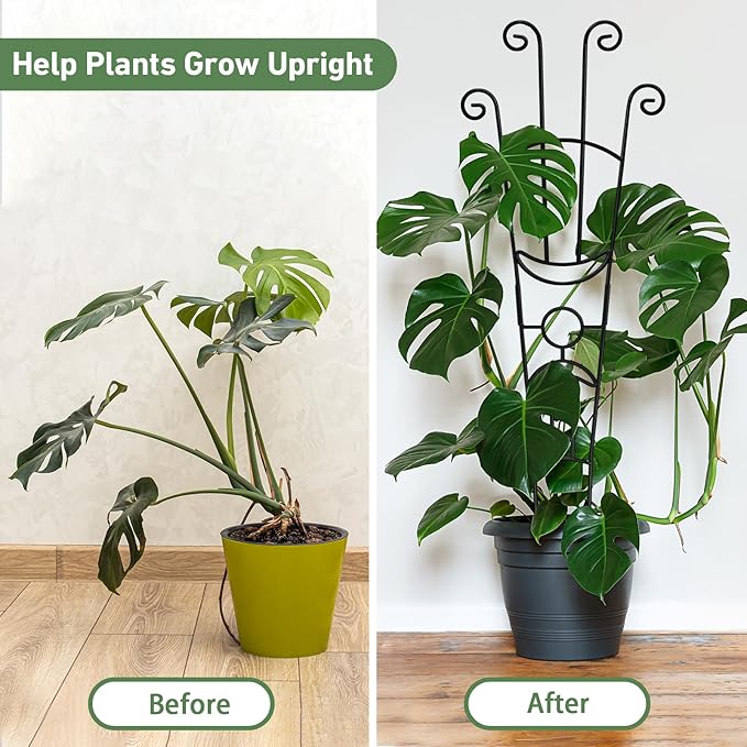 32.6in Plant Trellis for Climbing Plants Indoor, Expandable Large Metal Trellis for Potted Plants, Heavy-Duty Tall Pothos Plant Climber Support for Ivy Pothos Hoya Monstera, 4P