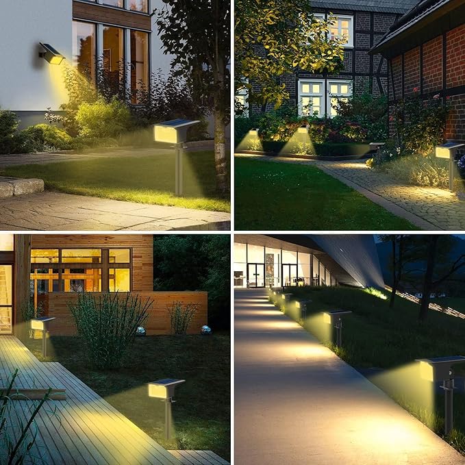 [3 Pack & 62LED]Solar Spot Lights Outdoor Motion Sensor, 3 Modes Motion Sensor Outdoor Lights 2-in-1 Solar Landscape Spotlights LED Solar lights for Outside Yard Garden Wall Pathway Walkway,Warm White